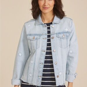 Maurice’s Light Blue Denim Jacket with Star Embroidery